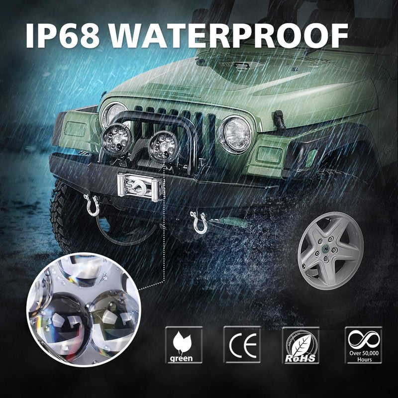AKD Part 5 Inch Round LED Off Road Lights 90W Spot CREE LED Fog Lights w/Wiring Harness Round Bumper Lights 2PCS for Trucks Pickup SUV UTV ATV Wrangler Can-am - Image 4